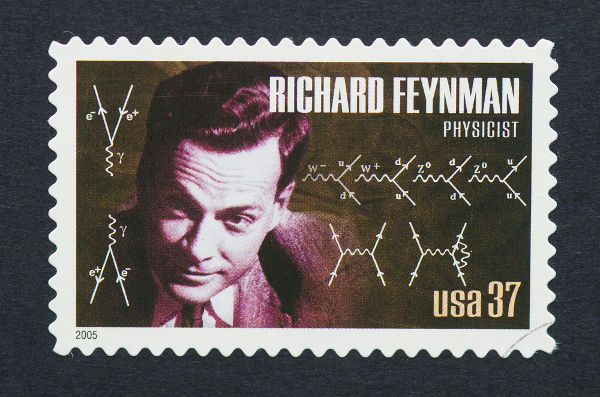 Na figura, observamos alguns diagramas de Feynman, famosos por facilitar cálculos complexos.
