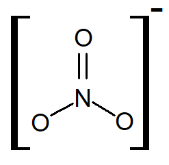 Fórmula estrutural plana do íon nitrato