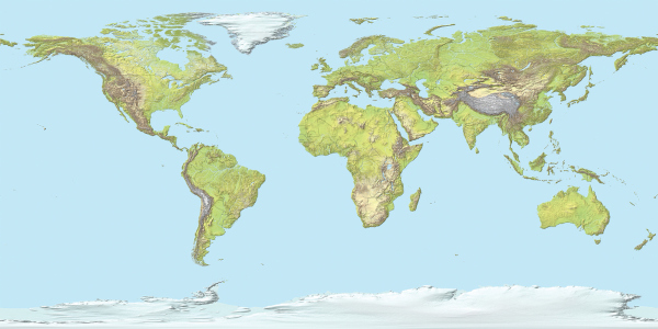 Mapa-múndi do relevo.