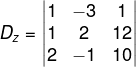 Cálculo de valor de Dz em sistema linear 3x3