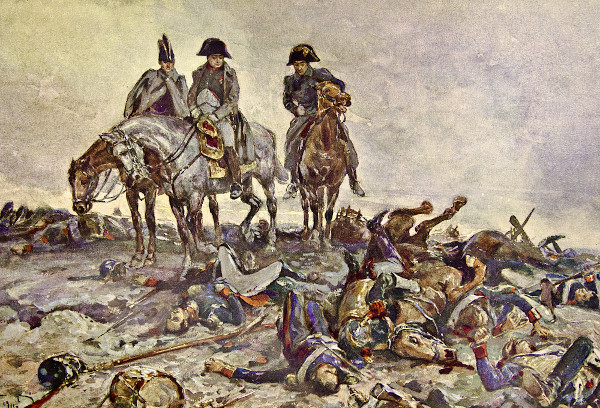  Napoleão Bonaparte na Batalha de Borodino, ilustração do artista A. P. Apsit