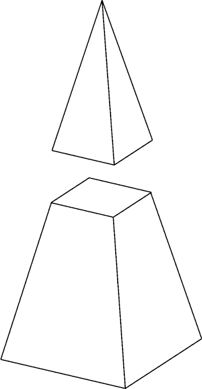 O tronco de pirâmide é a parte inferior do sólido geométrico.