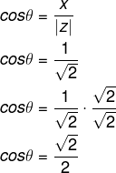 Cálculo do cosseno de θ