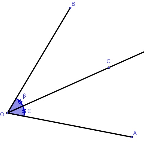 O ângulo AÔB mede 120°. A semirreta OF é a bissetriz de AÔB, calcule x e  y.​ 