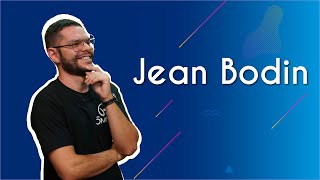 "Jean Bodin" escrito sobre fundo azul ao lado da imagem do professor