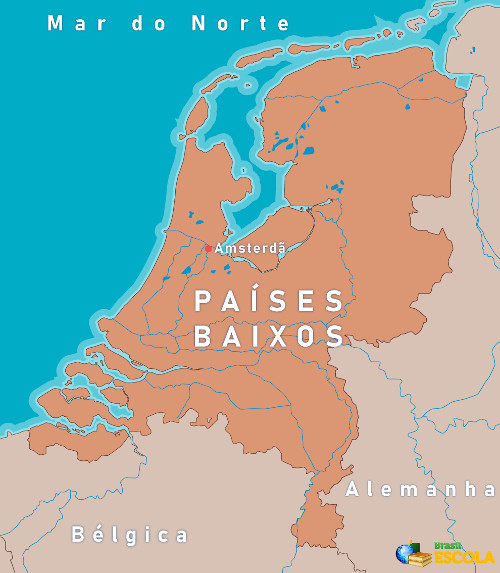 Mapa dos Países Baixos.