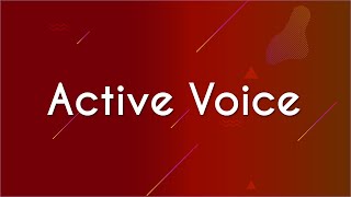 Escrito"Active Voice" em fundo vermelho.
