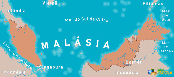 Mapa da Malásia.