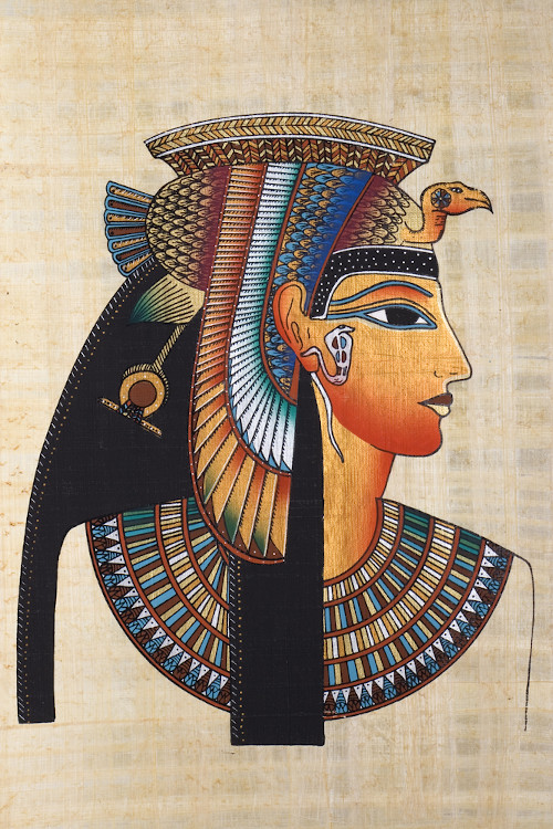 Cleópatra em um antigo papiro egípcio.