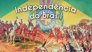Texto"Independência do Brasil" próximo a uma representação do que foi a Independência do Brasil.