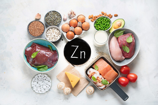 Alimentos ricos em zinco.
