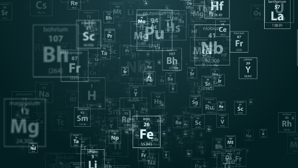 Representação gráfica de vários elementos químicos da Tabela Periódica, que possuem classificação periódica.