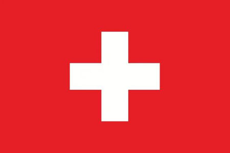 Bandeira da Suíça, em vermelho e com cruz branca ao centro. 