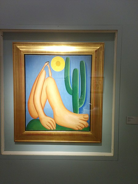Foto da obra “Abaporu”, de Tarsila do Amaral, a obra mais famosa dessa pintora modernista.