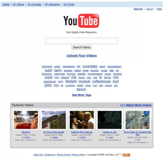 Layout do YouTube em 2005. [2]