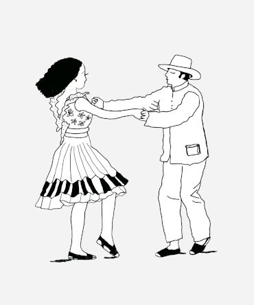 Ilustração de casal dançando forró.
