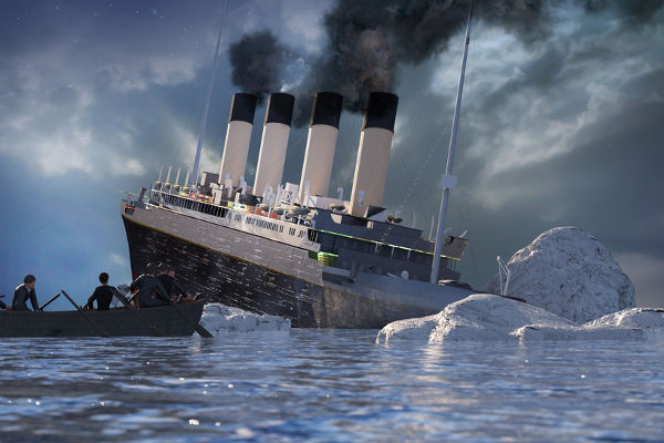 Colisão navio Titanic com iceberg