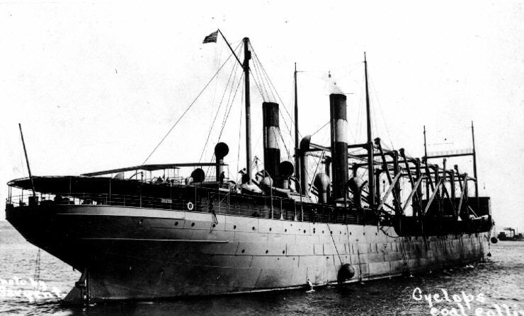 USS Cyclops em 1913, um navio que desapareceu na região do Triângulo das Bermudas.