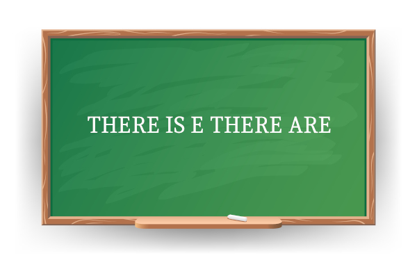 Quadro-negro no qual está escrito: “There is e There are”.