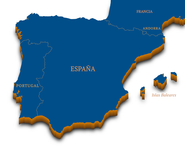 Mapa da Península Ibérica, região que foi ocupada pelos povos que formaram a base do espanhol.