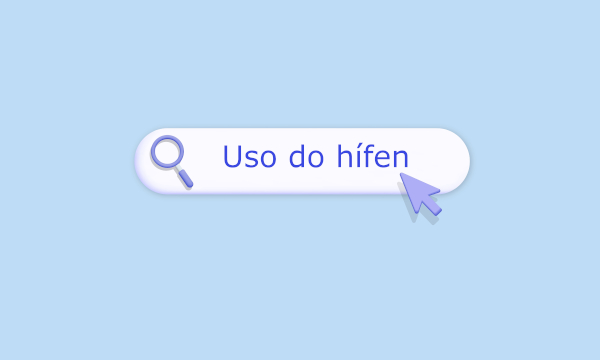 Barra de busca com o escrito “uso do hífen”, uma das principais dúvidas de ortografia.