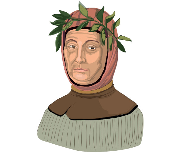 Ilustração retratando Francesco Petrarca