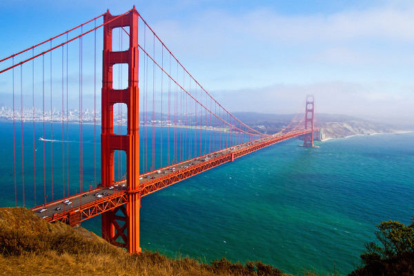 Ponte Golden Gate, em São Francisco, um importante ponto turístico da Califórnia, nos Estados Unidos.