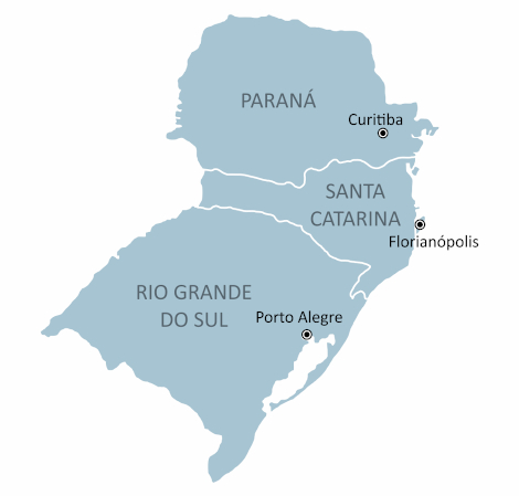 Mapa dos municípios formadores da região Algarve, destino