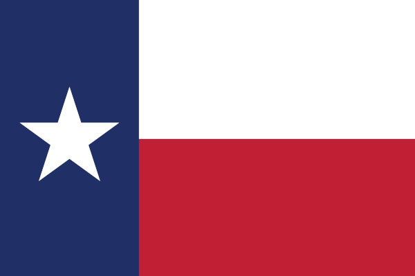 Bandeira do estado do Texas, um dos 50 estados dos Estados Unidos.