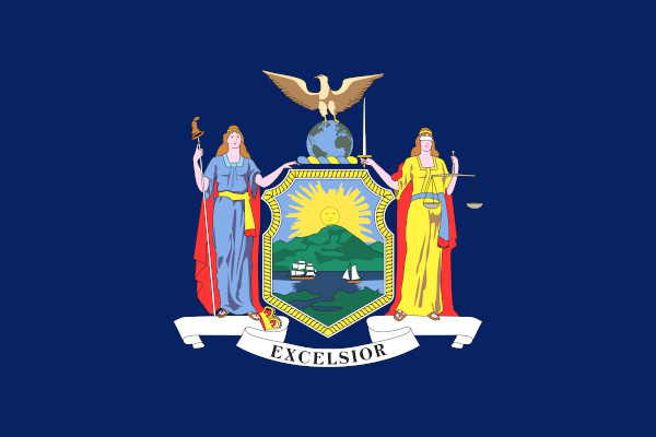 Bandeira do estado de Nova York, um dos 50 estados dos Estados Unidos.