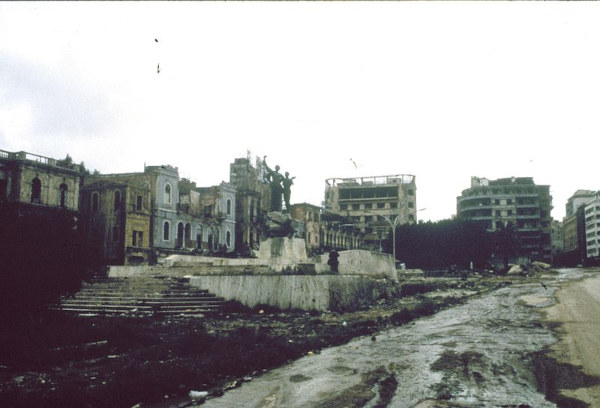 Cidade de Beirute, capital do Líbano, destruída pela guerra civil.