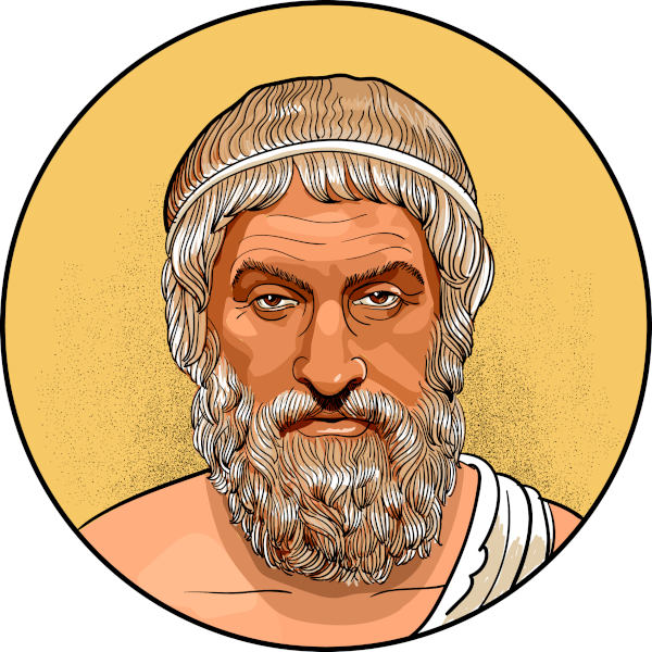 Ilustração do rosto de Sófocles, o autor mais famoso da tragédia grega.