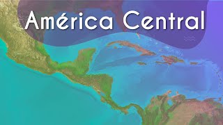 "América Central" escrito sobre a ilustração representativa da América Central.