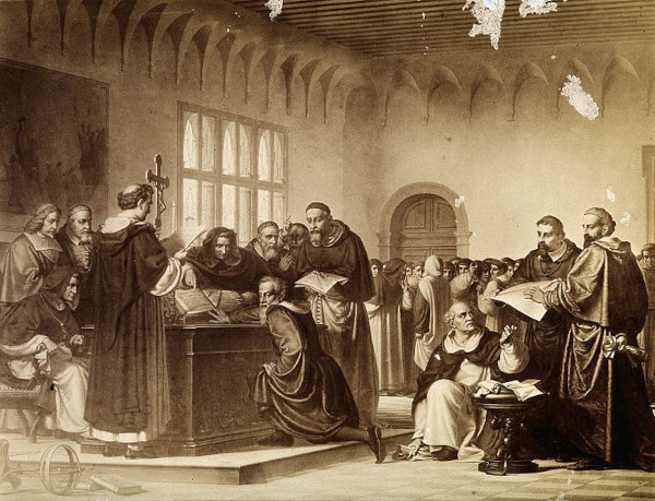 Julgamento de Galileu Galilei pelo Tribunal da Santa Inquisição, em texto sobre Revolução Científica.