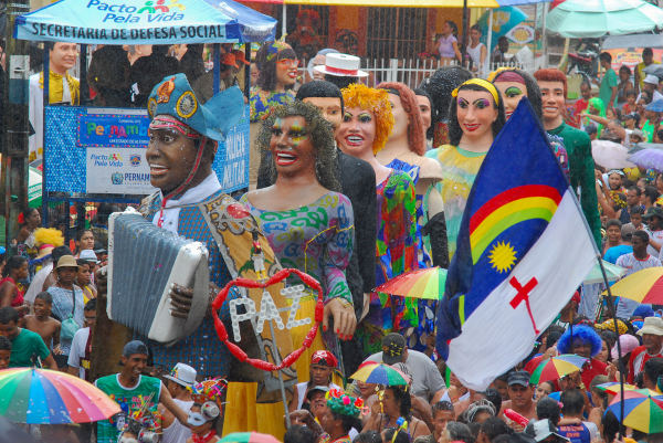 Bonecos de Olinda na festa do Carnaval no Brasil, em Pernambuco,