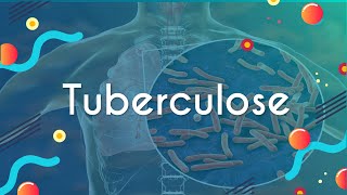 Escrito"Tuberculose" sobre ilustração aproximada das bactérias da tuberculose no pulmão do ser humano.
