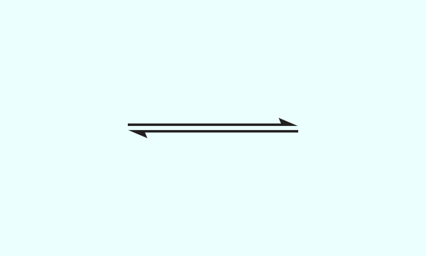 Meia dupla seta, símbolo ligado ao equilíbrio químico, um dos assuntos cobrados no Enem.