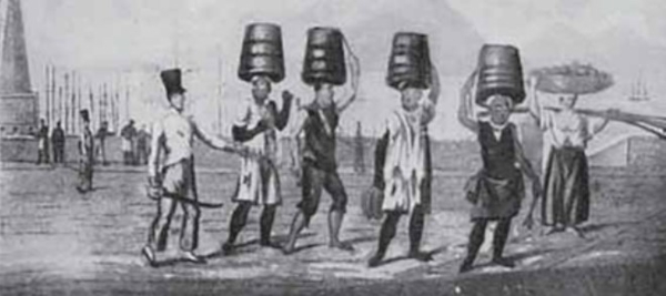 Pintura mostrando escravos levando excrementos em uma questão Enem 2021 que mostra como o Brasil Império é cobrado no Enem.