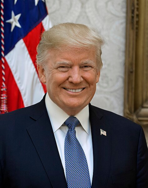 Retrato oficial de Donald Trump como presidente dos Estados Unidos.