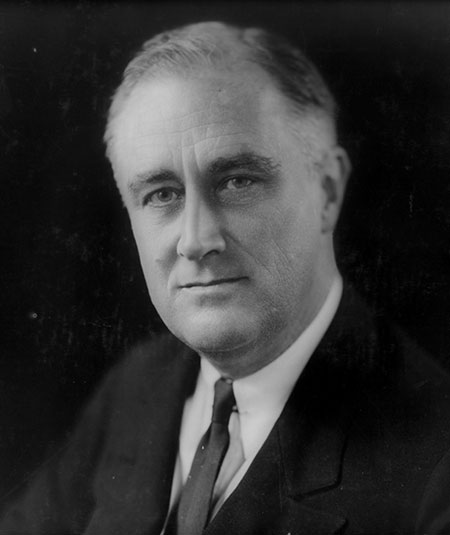 Retrato de Franklin Delano Roosevelt, um dos presidentes dos Estados Unidos.