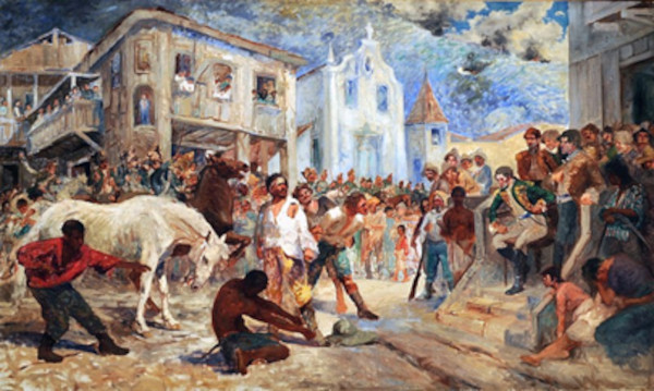 Pintura retratando a Revolta de Vila Rica, uma das Revoltas Nativistas que ocorreram no Brasil durante o Período Colonial.