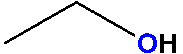 Estrutura química dos álcoois, uma das classificações das funções orgânicas.