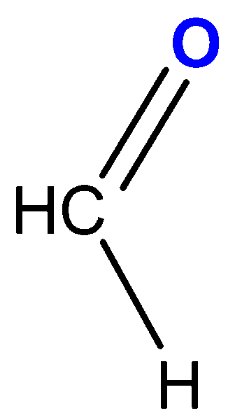 Estrutura química dos aldeídos, uma das classificações das funções orgânicas.