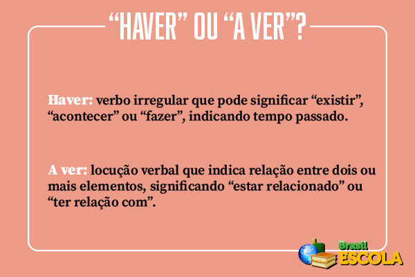 Imagem explicando a diferença entre “haver” e “a ver”.