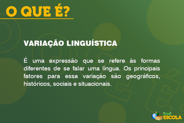 Imagem explicando o que é variação linguística.