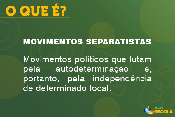 O separatismo pode ser causado por vários fatores, como questões religiosas, diferenças, insatisfações políticas e econômicas etc.