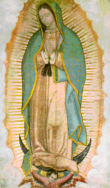 O manto no qual está a imagem de Guadalupe, no México.