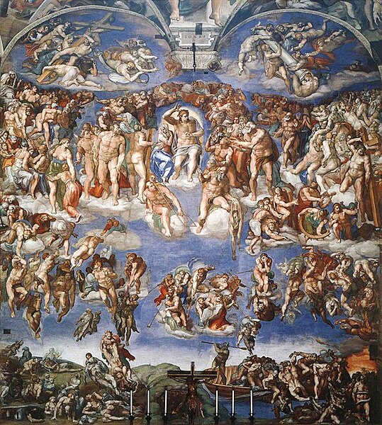 Pinturas de Michelangelo na Capela Sistina, um exemplo da influência da Igreja Católica na arte.