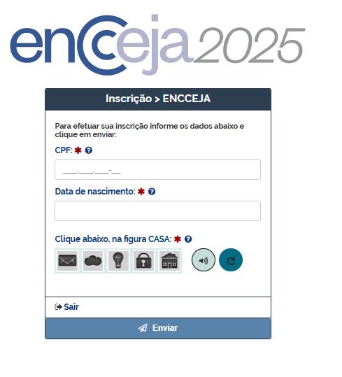 Página de inscrição do Encceja 2025