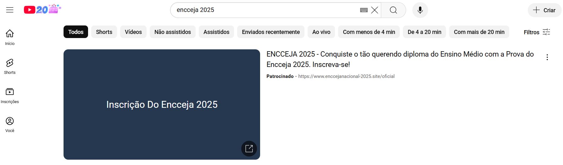Golpe na inscrição do Encceja 2025 